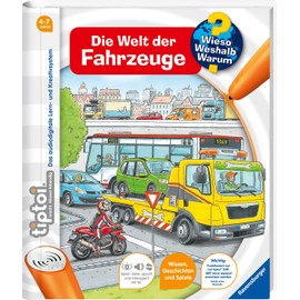 Ravensburger tiptoi Set: Wieso? Weshalb? Warum? Die Welt der Fahrzeuge (Children's Book) + 00110 tiptoi Der Stift + Children's World Map, Educational Toy for Children