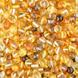 Genuine Amber - Loose Polished Amber Beads from The Baltic Sea - Drilled Through - 10 Grams - 7-8 mm - Natural Mix