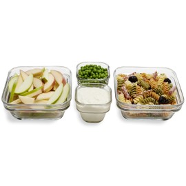 Libbey Stack It Small Glass Storage Containers with Lids, Set of 4