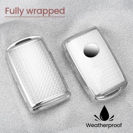 CTRINEWS for MZD Key Fob Cover with Fashionable Zirconia Wristlet KeyChain, Enchanting Diamond Patterns Soft Case for CX-5 CX-9 CX-30 3 6 Hatchback (4 buttons) Smart Key Fob Shell (White, B)