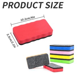 6 PCS Whiteboard Eraser, White Board Rubber, Magnetic Whiteboard Eraser with Thick Felt Pad, Heavy Duty Erasers for Home Office Classroom, Multi-Color 6 Pack