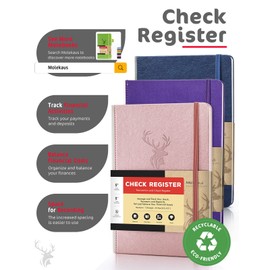 Check Registers for Personal Checkbook, Checkbook Register for Personal or Business, A5 Hardcover Registers Log to Track Payments, Deposits & Finances Transaction Rose Gold