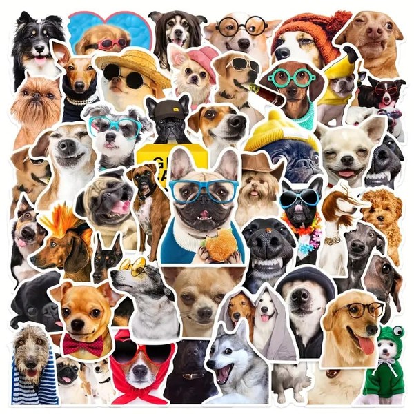 Stickers de Vinilo 50 pack| Estampas de Perros de Dibujos