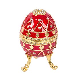QIFU-Hand Painted Faberge Egg Style Decorative Hinged Jewelry Trinket Box Unique Gift For Home Decor