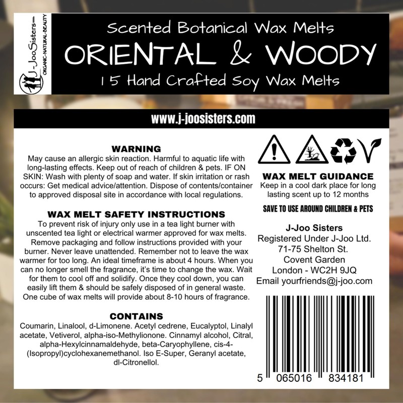 Oriental & Woody - Highly Scented Botanical Wax Melts Collections
