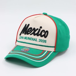 Genérico Gorra México 2026 Unisex con Bordado 3D, Cachucha Casual Patrón de Líneas Tricolor Sport, Gorra de Béisbol Ajustable para Hombre y Mujer.