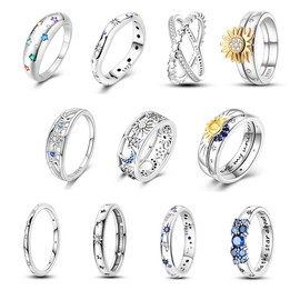 Mula Celestial Ring - 925 Silver and Platinum Plated Celestial Zirconia Ring | Cosmic inspired fine jewelry for men and women | The perfect gift for all occasions:_Sun, Moon and Stars Hollow Ring_9