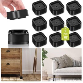 Yookwutar 9 Pack Furniture Risers 1 Inch, Adjustable Bed Risers Heavy Duty for Table Desk Couch Chair Sofa Cabinet Bed Legs Dorm, Square Stackable Bed Raisers Blocks Lift Height 1", 2" or 3", Black
