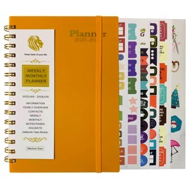 ZACHMEST Daily Planner 2025-2026 with Stickers, Weekly & Monthly 2025 Planner with Twin-Wire Binding, JAN 2025 - DEC 2025 18 Months A5 Calendar Planner, 5.6'' x 8.1''