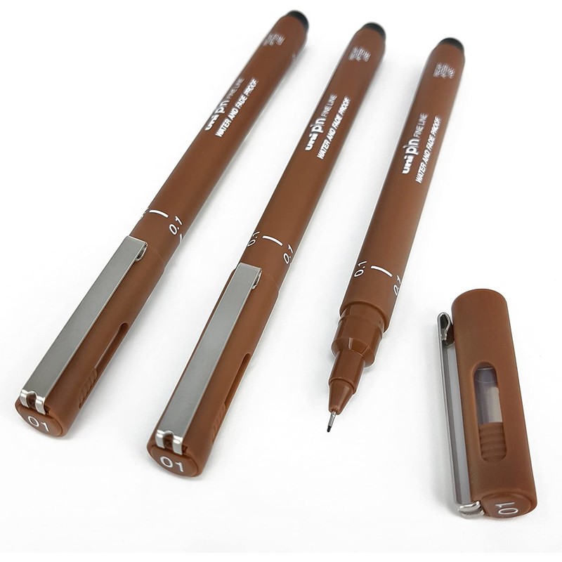 Uni Pin Fineliner Drawing Pen - Sepia Tone - 0.1mm