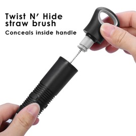 MOSOLAN 2-in-1 Bottle Brush with Straw Brush, Long Handle Water Bottle Scrubbing Brush, Built for Cleaning Sport Bottles, Baby Bottles, Water Bottles, Coffee Mugs, Wine Decanters, Flask, 1 Pack