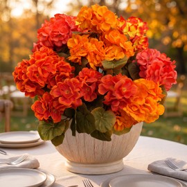 Artificial Flowers for Outdoor, UV Resistant Realistic Geranium Fake Flowers-Faux Flowers for Outdoor planters, Garden, Porch, Patio, Window Box Home Decor All Year Round (4, Mixed Color A)