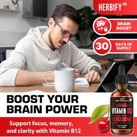 HERBIFY Vitamin B12 Methylated Multivitamin Energy Supplements for Women & Men - Liquid B12 Vitamins 5000 Mcg Methylcobalamin - Energy Support and Immune Health Liquid Vitamin 2 Oz