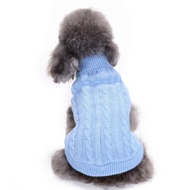 Small Dog Sweaters Knitted Pet Cat Warm Dog Sweatshirt Winter Clothes Kitten Puppy Sweater (X-Small,Light Blue)