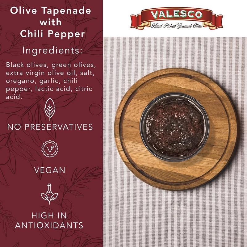 VALESCO Olive Tapenade Variety Pack - Spicy, Herb, and Black