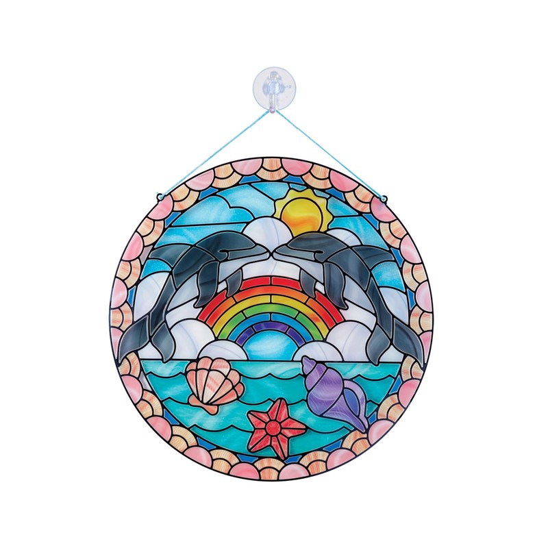 Melissa & Doug Stained Glass Made Easy Craft Kit: Dolphins