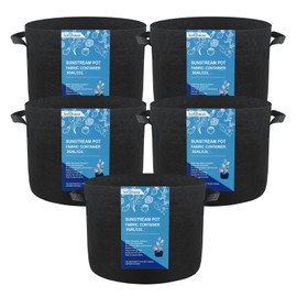 SunStream 3 Gallons Grow Bags 5 Pack Heavy Duty Thickened Nonwoven Fabric Plant Grow Bags with Handles for Indoor Vegetables Flowers Mushroom