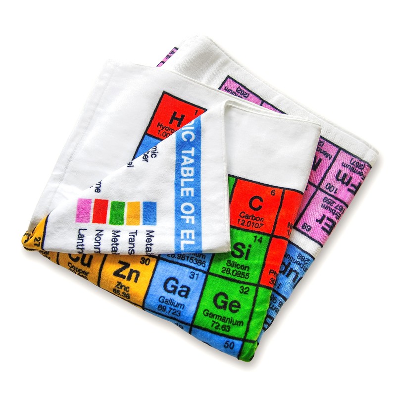 getDigital 12595 periodic table bath towel, cotton, multicoloured, 140 x