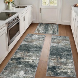 Genimo Kitchen Rugs Sets of 3 Non Slip Washable Kitchen Mats for Floor, Waterproof