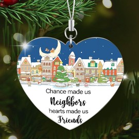 Thank You Gifts for Neighbors Appreciation Gifts Best Neighbor Gift for Friend Birthday Acrylic Plaque Hanging Heart Christmas Cute Stuff Home Decoration