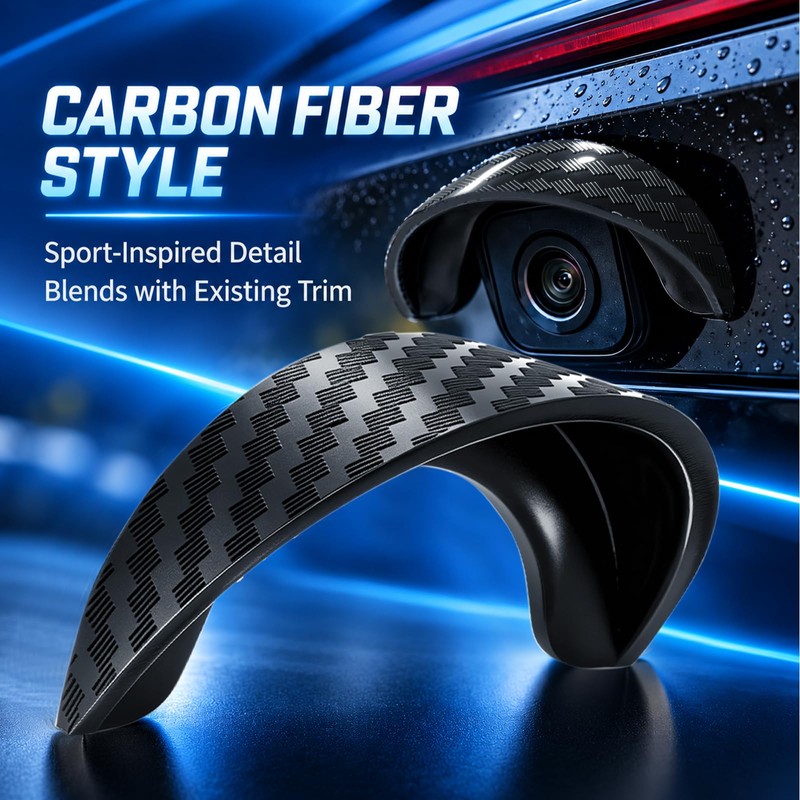 4PCS Curved Carbon Fiber Backup Camera Rain Shield for Commuting