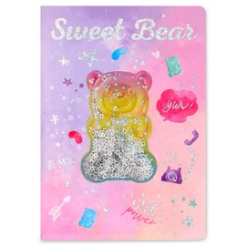 iscream Floating Glitter & Holographic Accent Book-Bound Lined-Page 5.75" Notebook - Sweet Gummy Bear