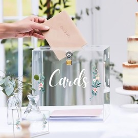 Caja Acrílica Tarjetas de Boda con Cerradura Caja transparente para Tarjetas Cajas Grandes Sobres Caja Regalos y Dinero para Recepciones, Baby Showers, Fiestas de Cumpleaños, Graduaciones