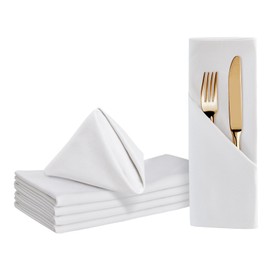 BALCONY & FALCON Cotton Cloth Napkins 6 pack White Square Soft Absorbent Washable 50 x 50 cm Napkins for Restaurant Weddings Holidays Family dinners Hotels Gatherings