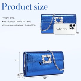 BASA BELA Evening Bag Clutch Purses for Women Elegant Rhinestone Handbags for Formal Wedding Party ＆ Cocktail Prom(Blue)