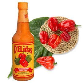 D'ELIDAS Salsa picante Habanero, salsa picante de pimienta habanero natural, salsa chombo picante #1 en Panamá, sin OMG, salsa habanero alimentaria apta para keto (10 onzas)