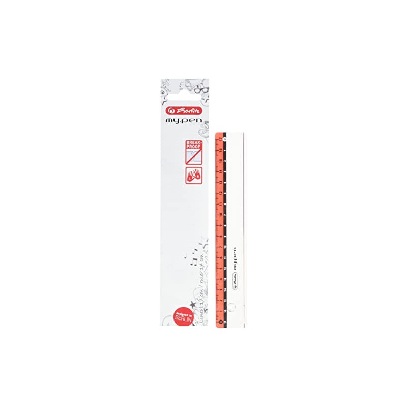 Herlitz 11367984 my.pen Ruler, 17 cm, Plastic, Assorted Colours (No