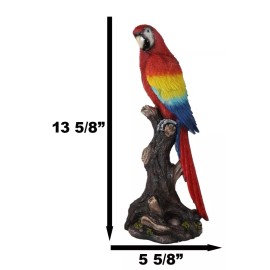 Ebros Tropical Rainforest Red Scarlet Macaw Parrot Perching On Branch Statue