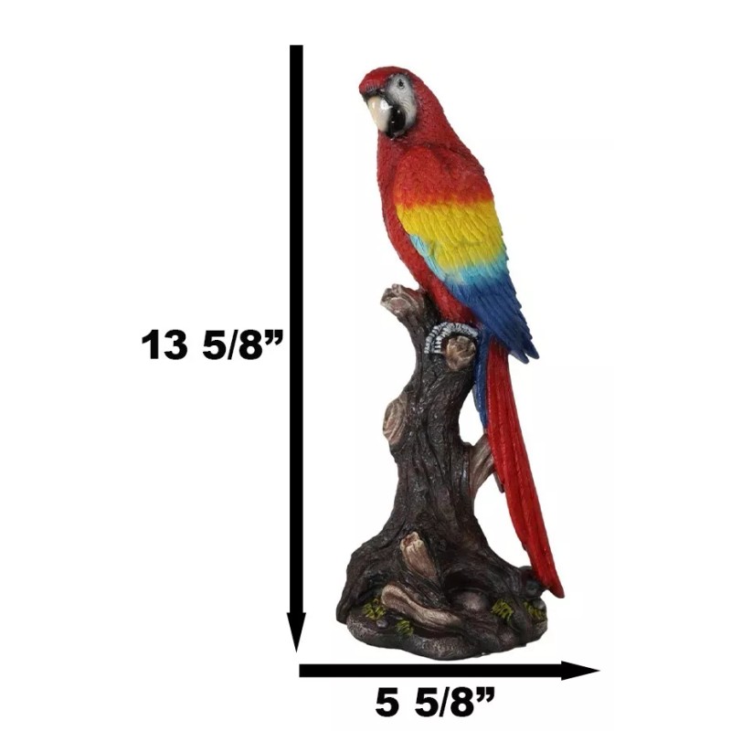 Ebros Tropical Rainforest Red Scarlet Macaw Parrot Perching On Branch