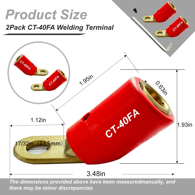 2PCS CT-40FA Welding Terminal Connector, Welding Lug Connector Adapter, for