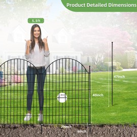 Blingluck Decorative Metal Garden Fence 10 Panels, 40in (H) x 23.6ft (L) No Dig Dog Fence Outdoor for Yard, Temporary Rustproof Metal Wire Rabbit Dog Garden Border Fencing for Patio