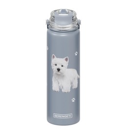 SERENGETI 24 Oz Water Bottle Stainless Steel with Spill Proof Lid - Double walled Vacuum Insulated water flask - Realistic 3D Print of your favorite dog (Westie)