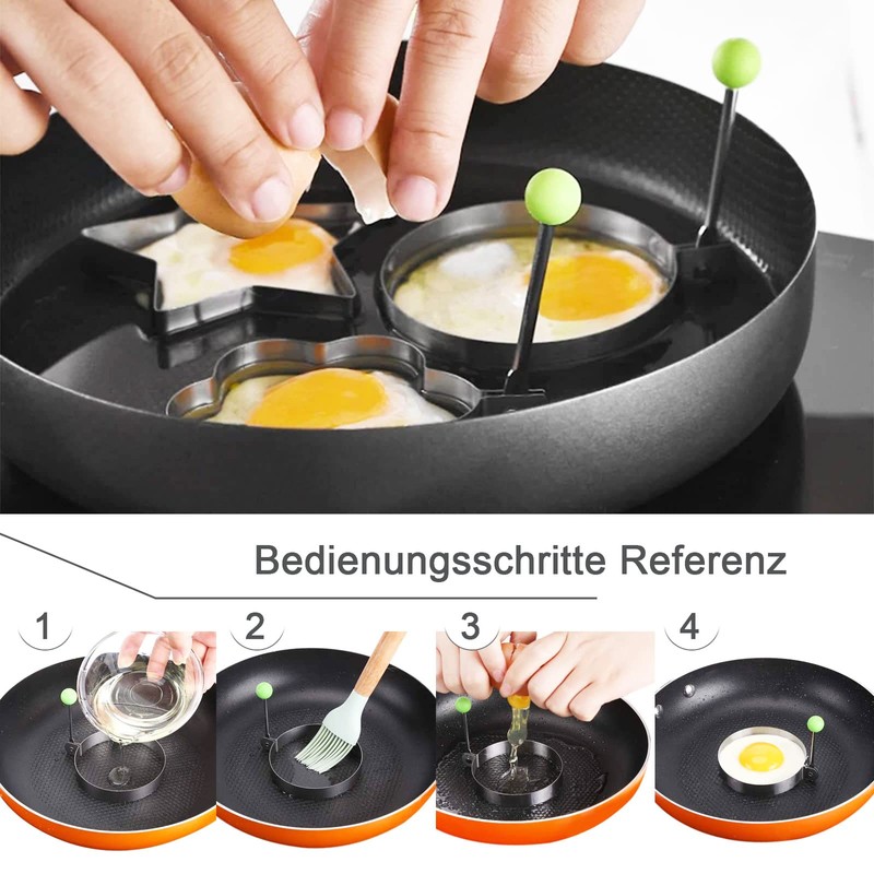 Egg Ring Non Stick 5 pieces, Stainless Steel The Diameter