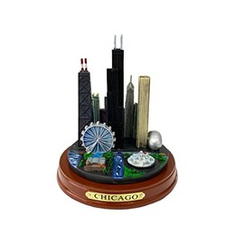 Great Chicago Gifts Chicago Skyline Color Resin Paperweight Sculpture - 4 3/4 inches
