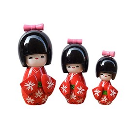 Japanese Wood Doll-Set of 3 (Red)