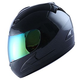 WOW Motorcycle Street Bike Full Face Helmet Carbon Fiber Black
