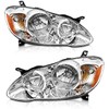 for 2003 2004 2005 2006 2007 2008 Corolla Headlights Assembly for 03 04 05 06 07 08 Toyota Corolla Chrome Housing Amber Reflector Replacement Driver and Passenger Side Pair