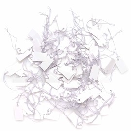 Ruwado 100 Pcs Price Tags with Hanging String Writable Blank Display Cards for Jewelry Store Store Price Marking Ornament Pricing Product Clothing Hanging Tags (White)