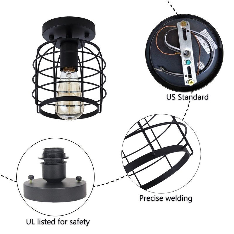 Create for Life® Industrial Vintage Flush Mount Ceiling Light,Rustic Metal