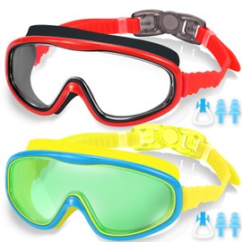 EasYoung 2-Pack Kids Swim Goggles, Swimming Goggles for Children and Early Teens from 3 to 15 Years Old, Wide Vision, Anti-Fog, Waterproof, UV Protection