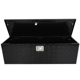Ineedup 49inch Black Truck Bed Tool Box Heavy Duty Aluminum Chest Box Trailer Tongue Box Chest Storage Organizer for Pick Up Truck Bed RV Trailer Tool Box with Lock and Keys