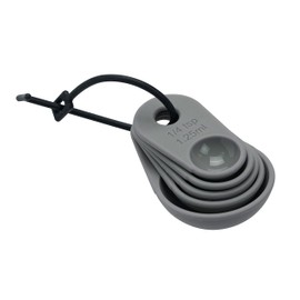 Lurch 70262 Messlöffel-Set (5tlg.) zum Abmessen von Zutaten (15ml, 7,5ml, 5ml, 2,5ml, 1,25ml) Maßeinheiten, Silikon, Grau, 5 x 3 x 2 cm