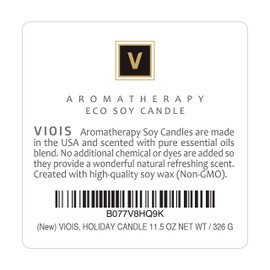 VIOIS, Holiday Aromatherapy ECO Soy Candle. Made in The USA with Pure Essential Oils Blend and All Natural Ingredients. 11.5 OZ NET WT / 326 G