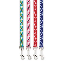 Casual Canine Pooch Patterns Dog Leash, 6-Feet x 1-Inch Lead, Blue Bone