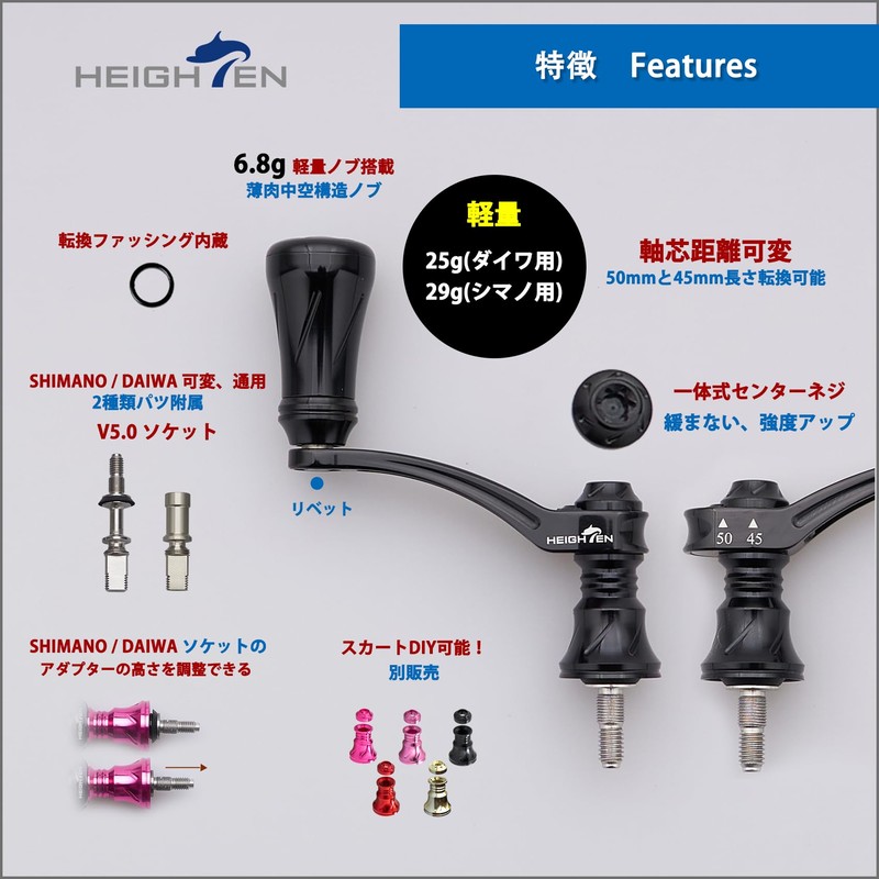 HEIGHTEN 1.8 - 2.0 inches (45 - 50 mm) Variable