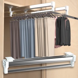 GIVROLDZ Extendable Clothes Rail, 350 mm/13.78 Inches, Multifunctional Trouser Holder for Wardrobe, Cupboard, Pull Out Clothes Rail, Push-Pull Wardrobe Clothing Rail